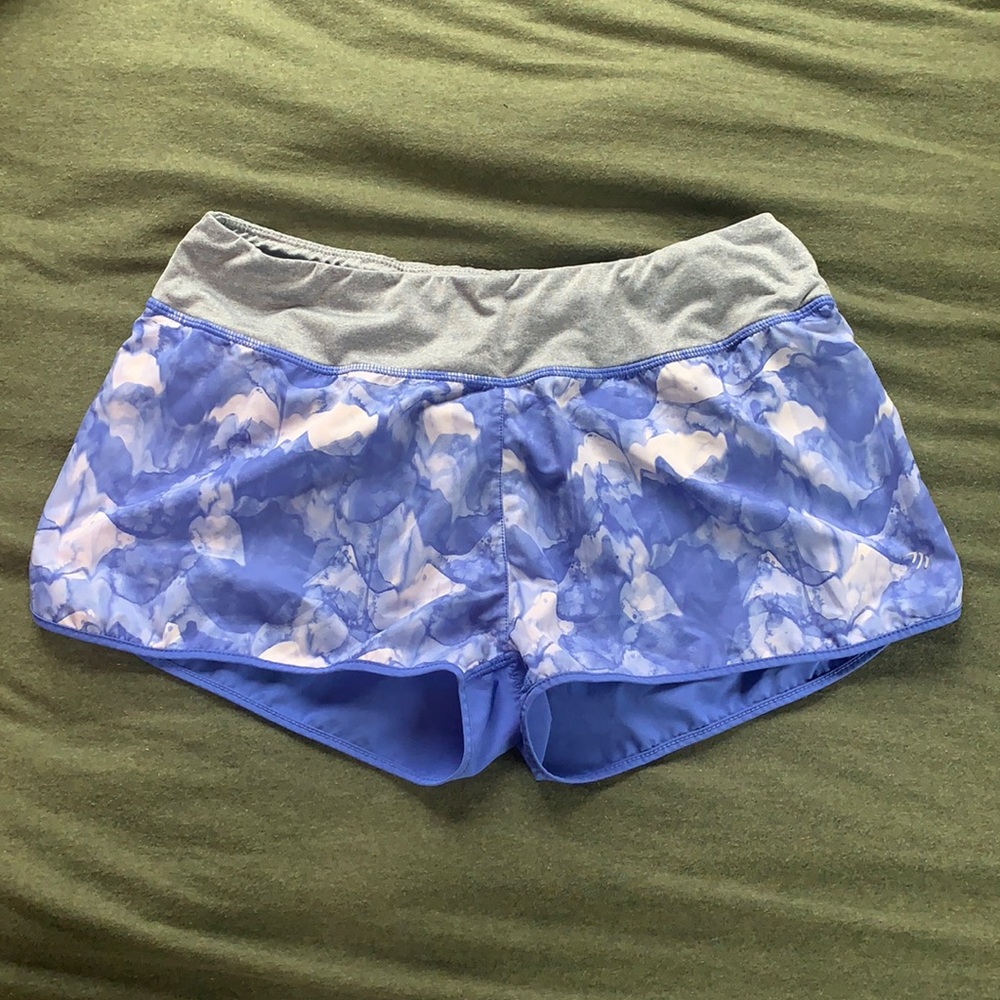 Tie-dye blue track shorts